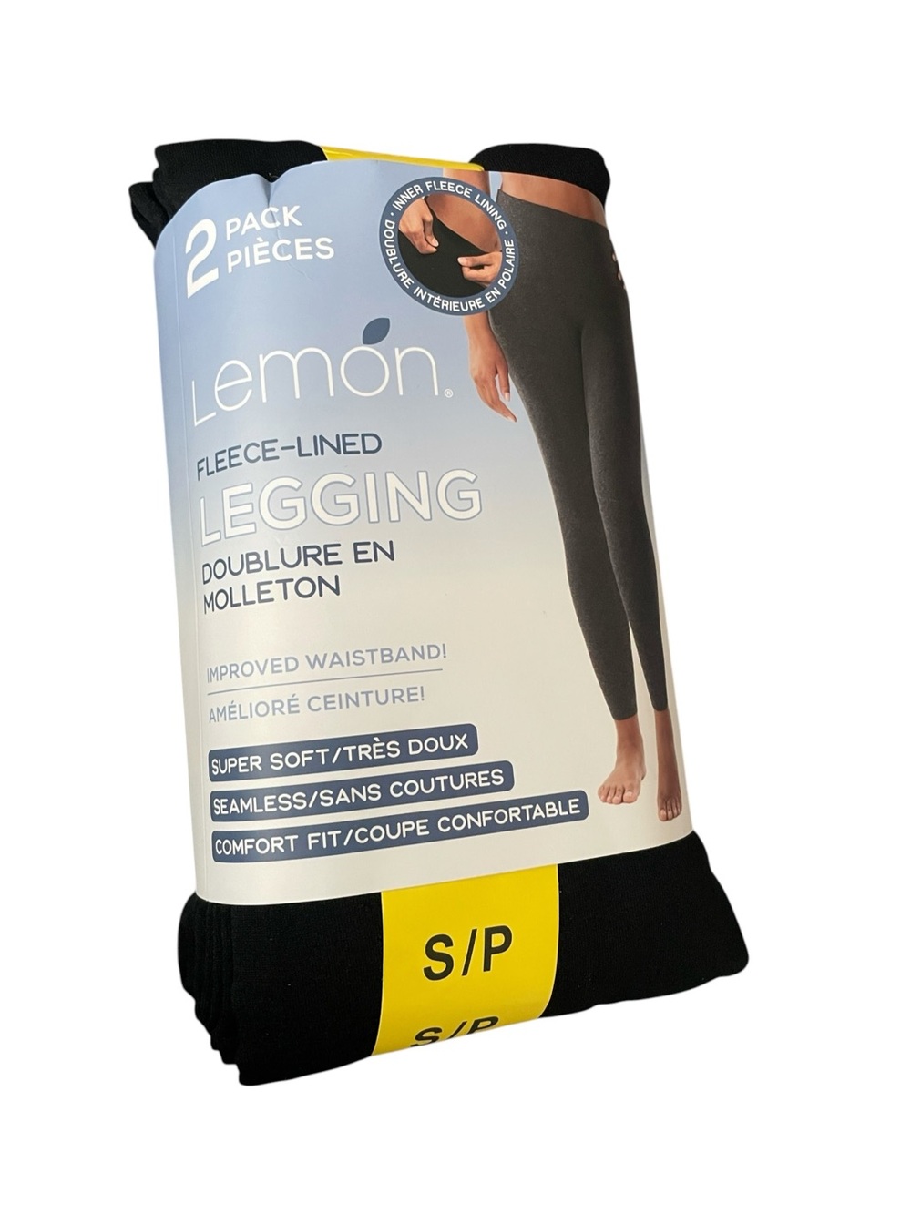 Lemon - 2 Pack Women’s Fleece Lined Legging